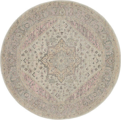 Nourison Tranquil Tra06 Ivory / Pink Rugs - Nourison - 99446485496