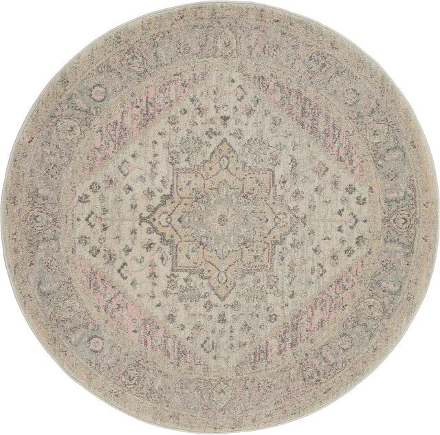 Nourison Tranquil Tra06 Ivory / Pink Rugs - Nourison - 99446485496