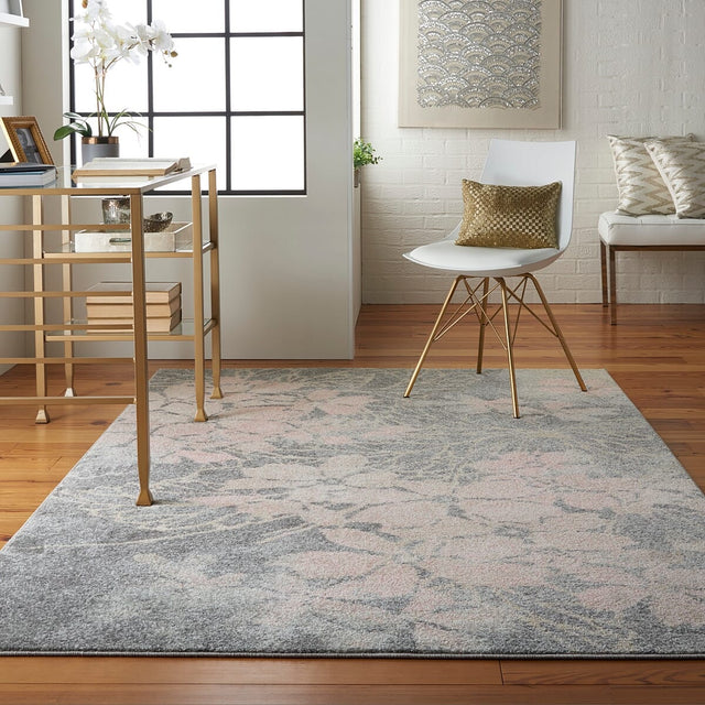 Nourison Tranquil Tra08 Grey / Pink Rugs - Nourison - 99446486189