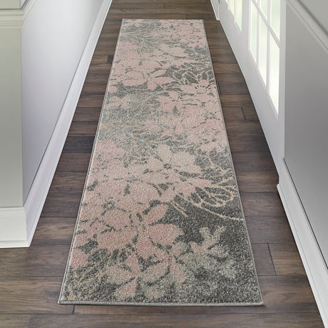 Nourison Tranquil Tra08 Grey / Pink Rugs - Nourison - 99446486257