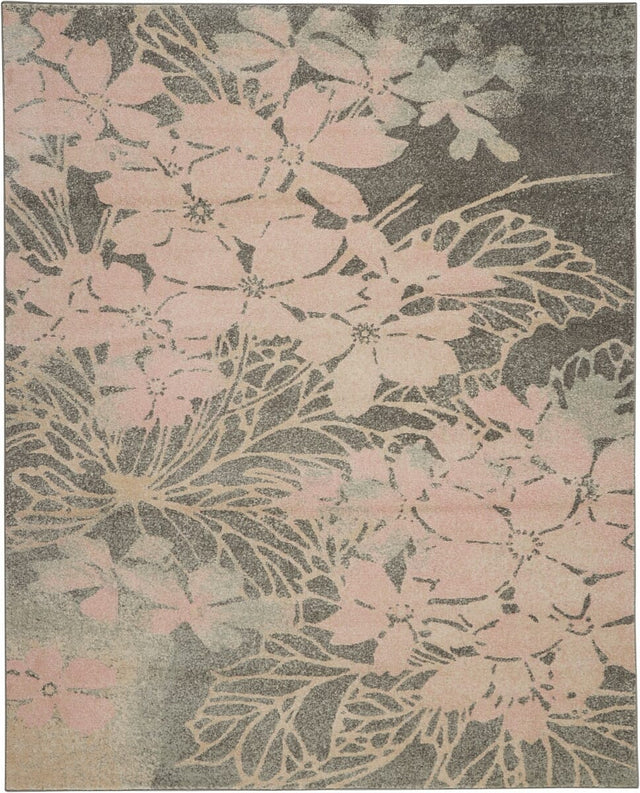 Nourison Tranquil Tra08 Grey / Pink Rugs - Nourison - 99446486257