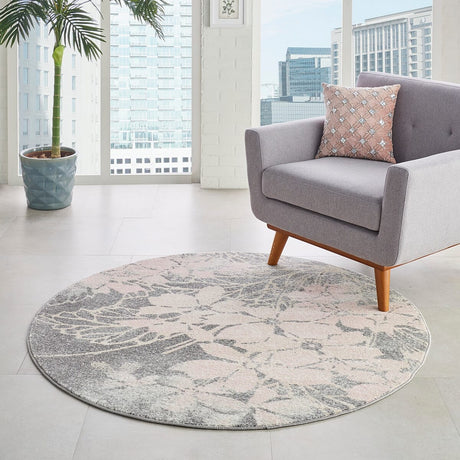 Nourison Tranquil Tra08 Grey / Pink Rugs - Nourison - 99446486257