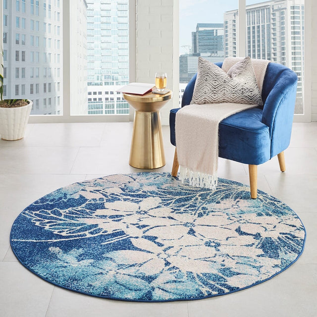 Nourison Tranquil Tra08 Navy / Pink Rugs - Nourison - 99446486363