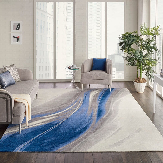 Nourison Twilight Twi28 Ivory Grey Blue Rugs - Nourison - 99446493842