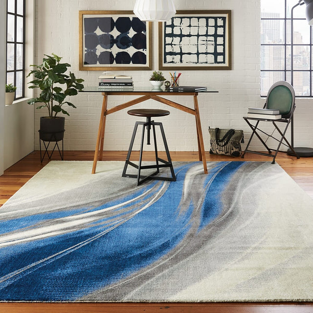 Nourison Twilight Twi28 Ivory Grey Blue Rugs - Nourison - 99446493842