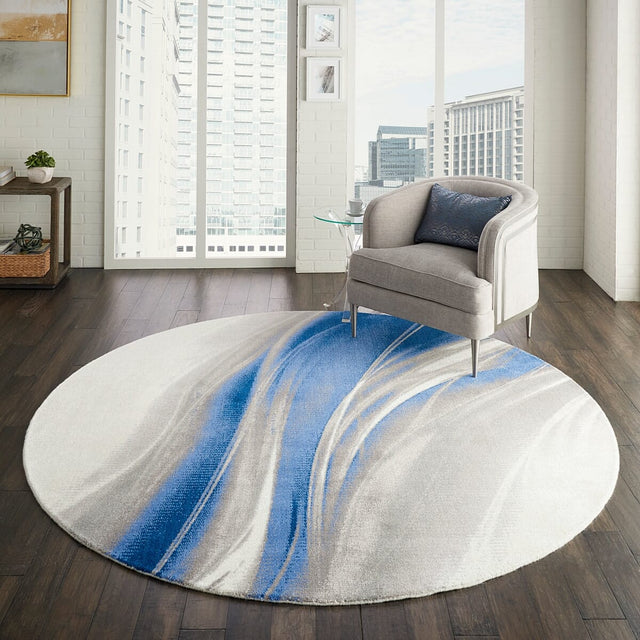 Nourison Twilight Twi28 Ivory Grey Blue Rugs - Nourison - 99446493910