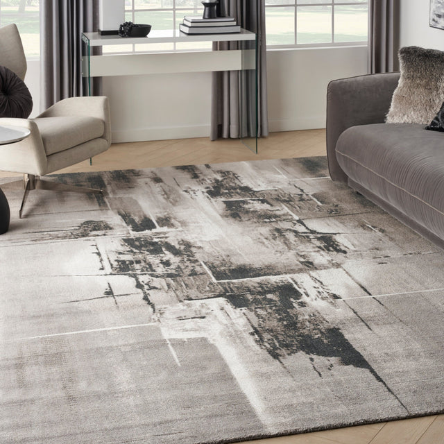 Nourison Twilight Twi30 Grey/Ivory/Black Rug - Nourison - 99446113832