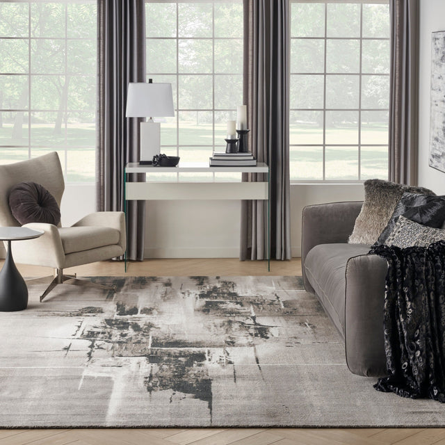 Nourison Twilight Twi30 Grey/Ivory/Black Rug - Nourison - 99446113863