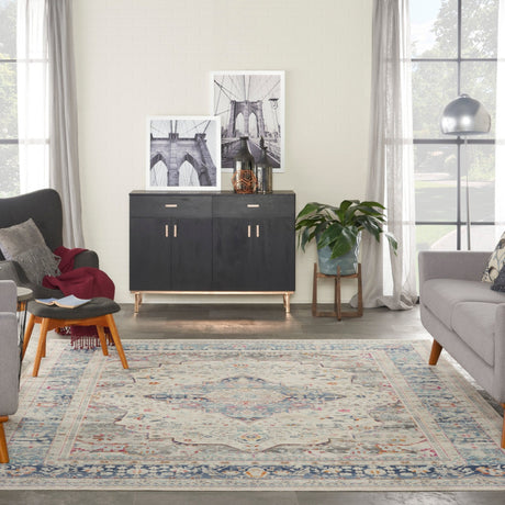 Nourison Vintage Kashan Vka07 Ivory Blue Rugs - Nourison - 99446812070