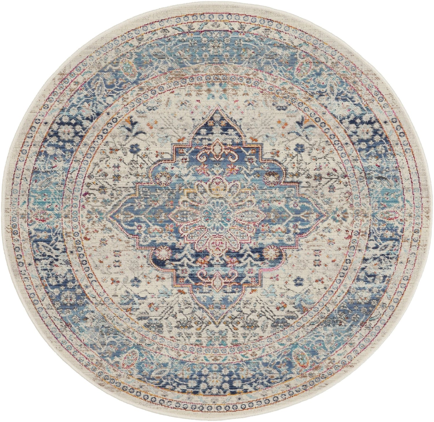 Nourison Vintage Kashan Vka07 Ivory Blue Rugs - Nourison - 99446812070