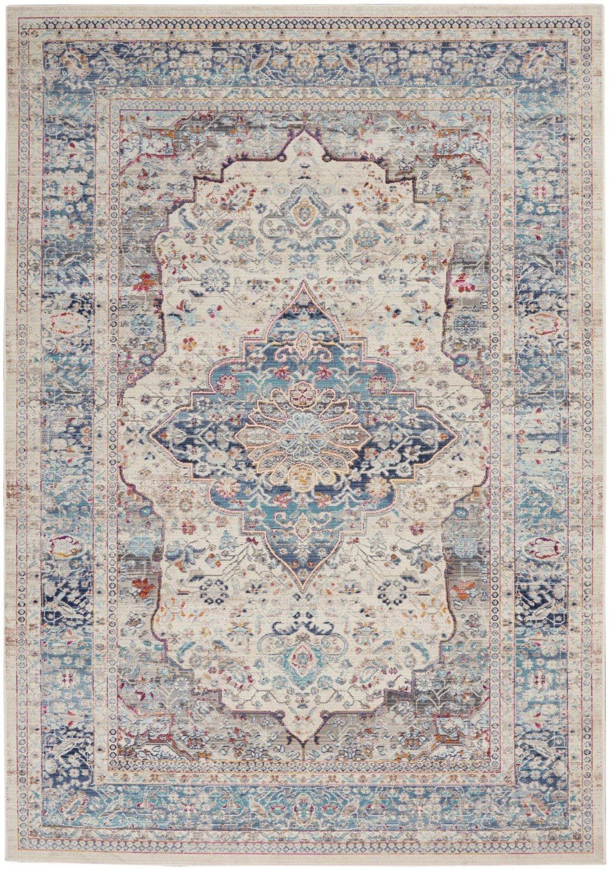 Nourison Vintage Kashan Vka07 Ivory Blue Rugs - Nourison - 99446812087