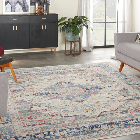 Nourison Vintage Kashan Vka07 Ivory Blue Rugs - Nourison - 99446812087