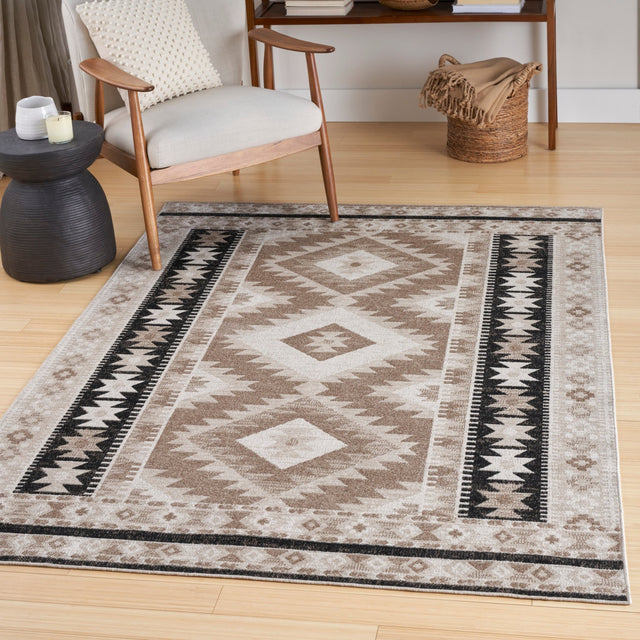 Nourison Washable Decor Wsd06 Beige Black Rug - Nourison - 99446974884