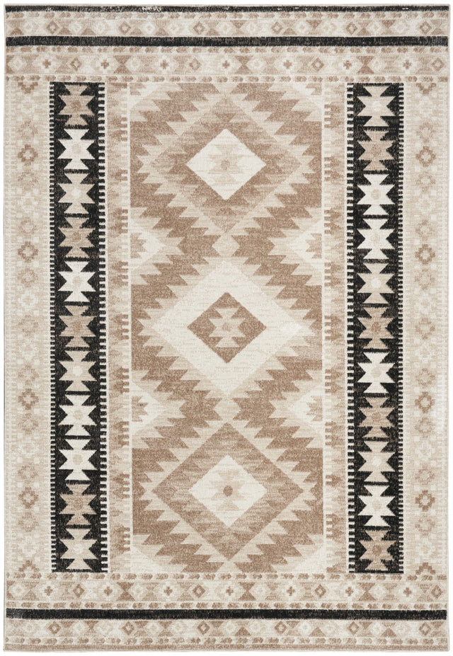 Nourison Washable Decor Wsd06 Beige Black Rug - Nourison - 99446974891