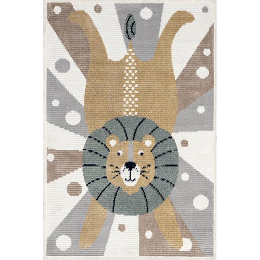 Nuloom Brodie Cheerful Lion Kkpl07A Light Gray Area Rug