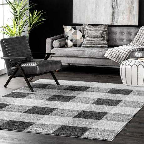 Nuloom Aisha Buffalo Plaid Nai1516A Gray Rug - Nuloom - bdsm26a - 203