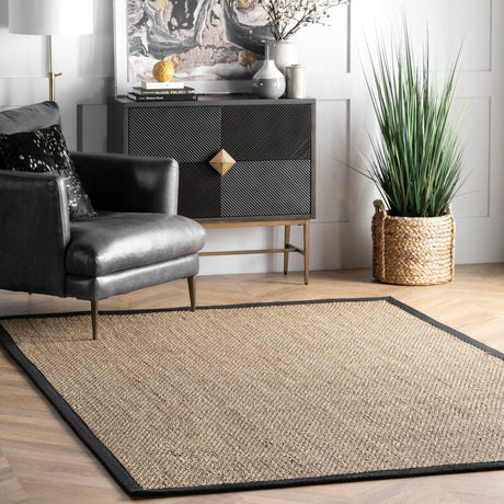 Nuloom Elijah Farmhouse Seagrass Nel1573B Black Rug - Nuloom - bhsg01c - 203