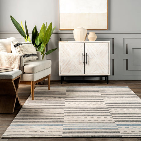 Nuloom Emika Striped Hand Svwi01A Light Gray Rug - Nuloom - svwi01a - 508