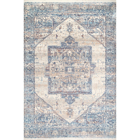 Nuloom Harriet Vintage Medallion Khmc04C Light Blue Rug - Nuloom - khmc04c - 203