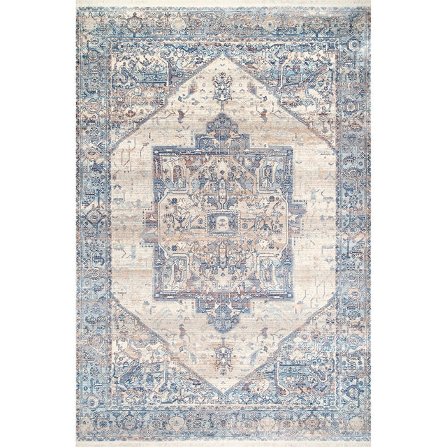 Nuloom Harriet Vintage Medallion Khmc04C Light Blue Rug - Nuloom - khmc04c - 203