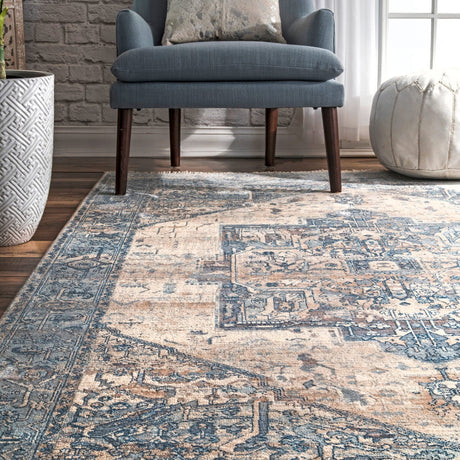 Nuloom Harriet Vintage Medallion Khmc04C Light Blue Rug - Nuloom - khmc04c - r505