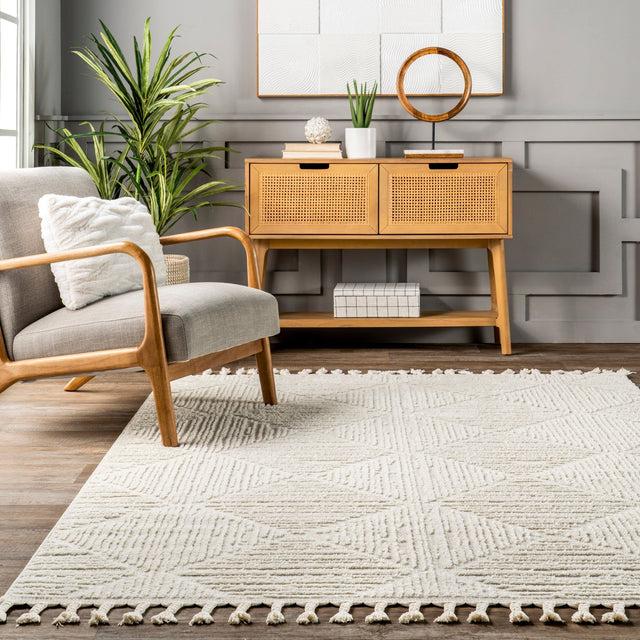 Nuloom Kerry Textured Geometric Oznn05A Ivory Rug - Nuloom - oznn05a - 406