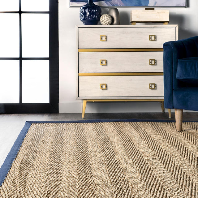 Nuloom Larnaca Seagrass Herringbone Nla2030E Navy Rug - Nuloom - hjsg02c - 203