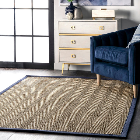 Nuloom Larnaca Seagrass Herringbone Nla2030E Navy Rug - Nuloom - hjsg02c - 203