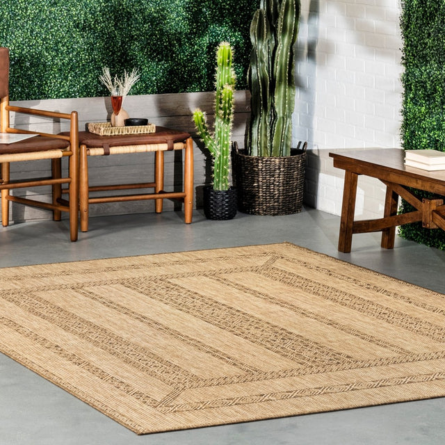 Nuloom Marcie Bohemian Borderd Nma1819A Beige Rug.