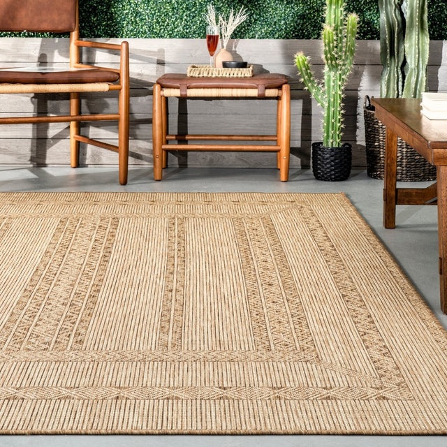 Nuloom Marcie Bohemian Borderd Nma1819A Beige Rug.