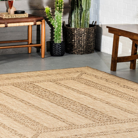 Nuloom Marcie Bohemian Borderd Nma1819A Beige Rug.