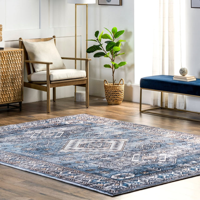 Nuloom Monika Aztec Nmo1578A Blue Rug.