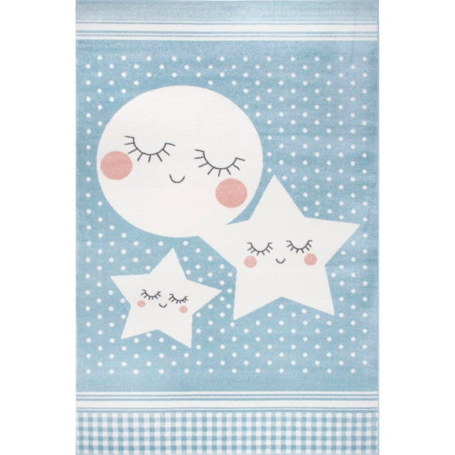 Nuloom Moon And Stars Kids Nursery Nmo2563A Blue Rug.