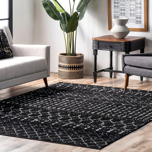 Nuloom Moroccan Blythe Nmo3123B Black And White Rug.