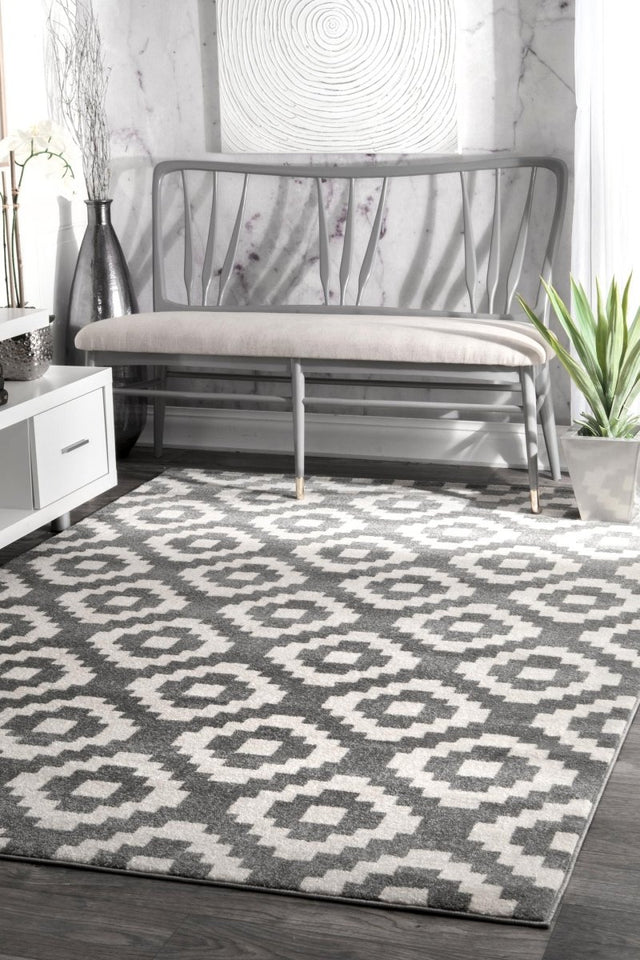 Nuloom Pixel Trellis Julian Npi3222A Gray Rug.