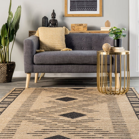 Nuloom Ranae Tribal Zigzag Nra3507A Natural Rug.