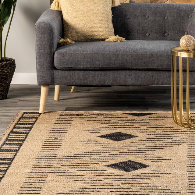 Nuloom Ranae Tribal Zigzag Nra3507A Natural Rug.