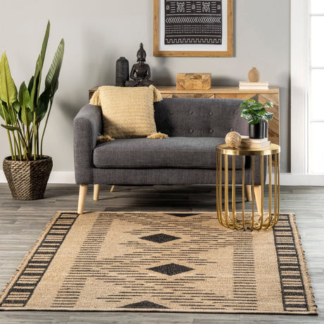 Nuloom Ranae Tribal Zigzag Nra3507A Natural Rug.