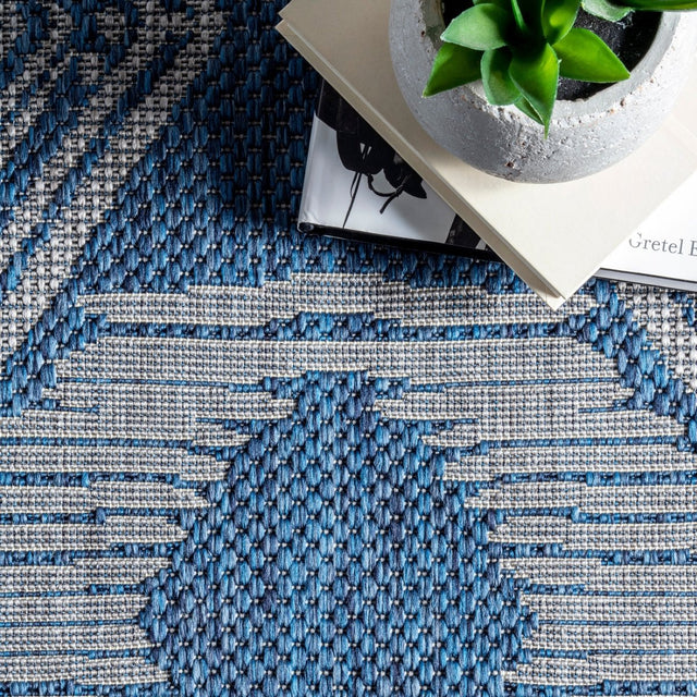 Nuloom Ranya Tribal Nra1766A Blue Rug.