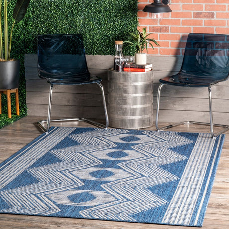 Nuloom Ranya Tribal Nra1766A Blue Rug.