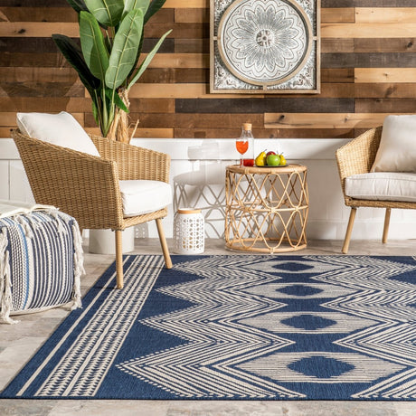 Nuloom Ranya Tribal Nra1766E Navy Rug.