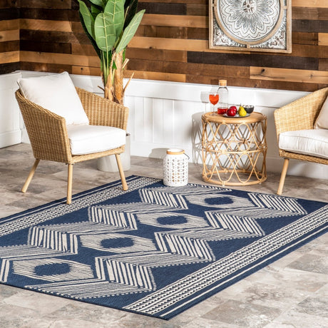 Nuloom Ranya Tribal Nra1766E Navy Rug.