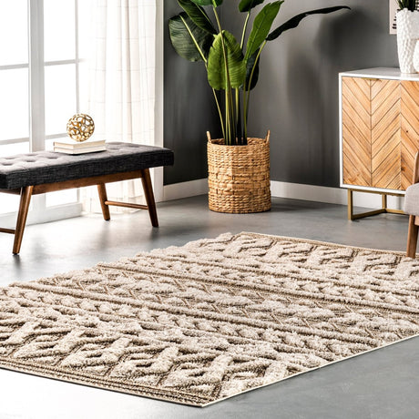 Nuloom Rebecca Textured Nre3003A Beige Rug.