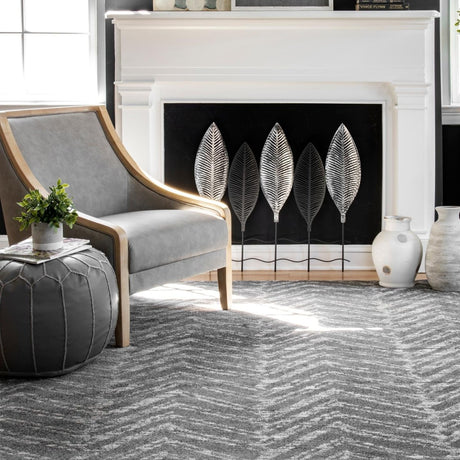 Nuloom Rosanne Transitional Nro3169B Dark Gray Rug.