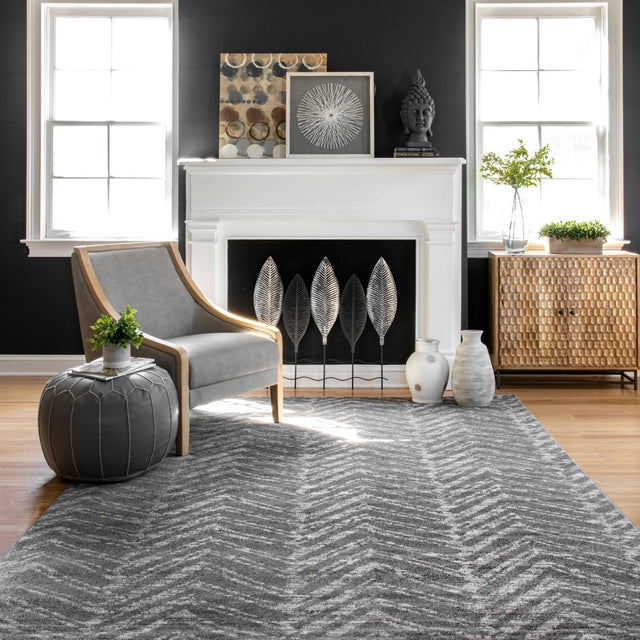 Nuloom Rosanne Transitional Nro3169B Dark Gray Rug.