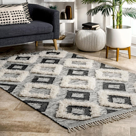 Nuloom Sariah Othello Nsa3323A Black And White Rug.