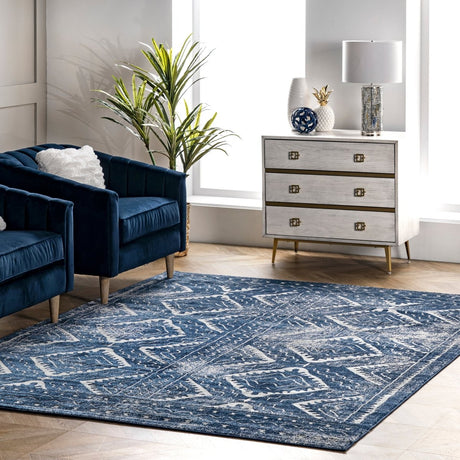 Nuloom Spencer Aztec Trellis Nsp3240A Blue Rug.