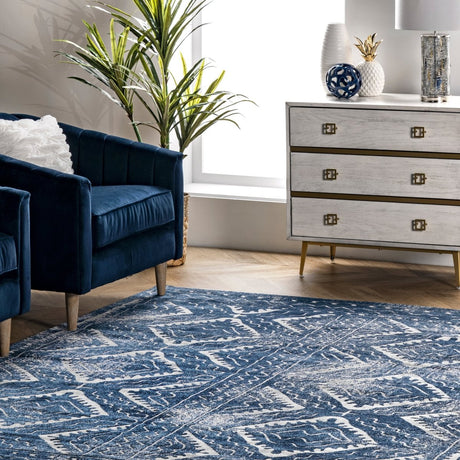 Nuloom Spencer Aztec Trellis Nsp3240A Blue Rug.