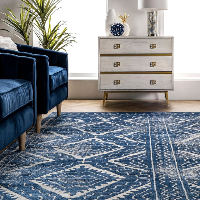 Nuloom Spencer Aztec Trellis Nsp3240A Blue Rug.