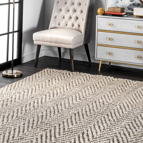 Nuloom Vania Chevron Nva1620A Off White Rug.